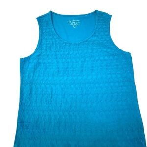 Chico's Crochet Blouse‎ Top Size 2 Medium Teal Blue Lace Tank Top Casual Summer